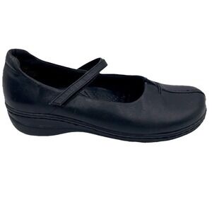 Mary Jane Black Leather Shoes Sz 7M Sporty Hook Loop Comfort Gwiz Academia Flats